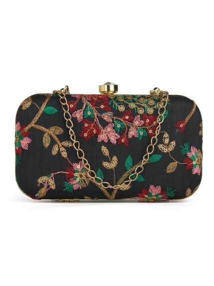 Black & Red Embroidered Box Clutches For Girls and womens